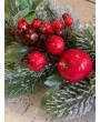 Рождественский букет с яблоком и ягодами, красный, 25см