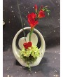 Керамическая ваза-подсвечник TIZIANO Сердце Лоретта, 18 см c красной фрезией