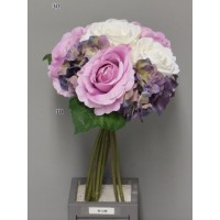 Букет Роза/Гортензия, 9 цветов, 34 см, сиреневый