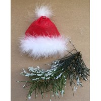 Новогоднее украшение подарочной упаковки (коробки)-шапка Деда Мороза с еловой веткой