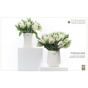 Керамическая ваза для тюльпанов TIZIANO, крем, 15 см