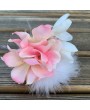 Заколка - брошь с крупным цветком (розовая гортензия, кремовая фрезия, пушистая гирлянда)
